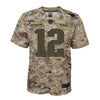 Image of Tom Brady New England Patriots Youth Salute to Service Game Jersey - Camo 2019