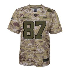 Travis Kelce Kansas City Chiefs Youth Salute to Service Game Jersey - Camo 2019