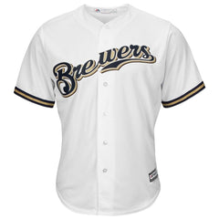 Travis Shaw Milwaukee Brewers Majestic Home Official Cool Base Replica Player Jersey - White 2019