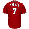 Image of Trea Turner Washington Nationals Majestic Alternate Official Cool Base Player Jersey - Scarlet 2019