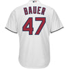 Image of Trevor Bauer Cleveland Indians Majestic Official Cool Base Player Jersey - White 2019