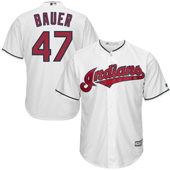 Trevor Bauer Cleveland Indians Majestic Official Cool Base Player Jersey - White 2019