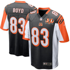 Tyler Boyd Cincinnati Bengals 50th Anniversary Patch Game Jersey - Black 2019