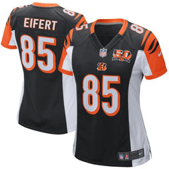 Tyler Eifert Cincinnati Bengals Women's 50th Anniversary Patch Game Jersey - Black 2019