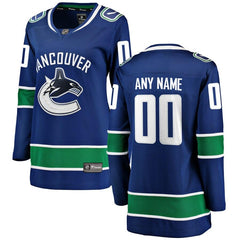 Vancouver Canucks Women's Home Breakaway Custom Jersey - Blue 2019