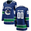 Image of Vancouver Canucks Women's Home Breakaway Custom Jersey - Blue 2019