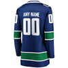 Image of Vancouver Canucks Women's Home Breakaway Custom Jersey - Blue 2019