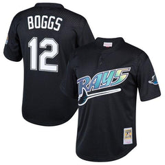 Wade Boggs Tampa Bay Rays Mitchell &amp; Ness Youth Cooperstown Collection Mesh Batting Practice Jersey – Black 2019