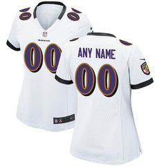 Women's Baltimore Ravens White Custom Jersey 2019