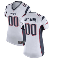 Women's New England Patriots White Custom Game Jersey 2019