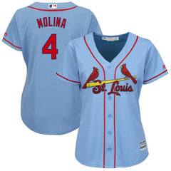 Yadier Molina St. Louis Cardinals Majestic Women's Alternate Cool Base Player Jersey – Horizon Blue 2019