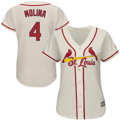 Yadier Molina St. Louis Cardinals Majestic Women's Alternate Cool Base Player Jersey - Ivory 2019