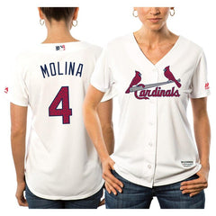 Yadier Molina St. Louis Cardinals Majestic Women's Fashion Stars &amp; Stripes Cool Base Player Jersey - White 2019