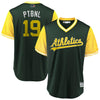 Image of Josh Phegley "PTBNL" Oakland Athletics Majestic Players' Weekend Cool Base Jersey – Green/Yellow 2019