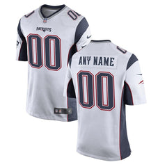 Youth New England Patriots White Custom Game Jersey 2019