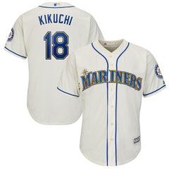 Yusei Kikuchi Seattle Mariners Majestic Official Cool Base Player Jersey – Cream 2019